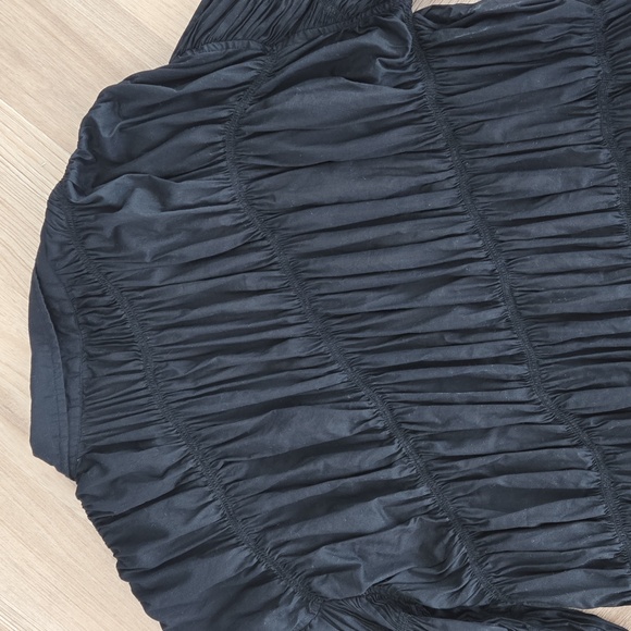 Zara Black Collared Rouched Oversized Shirt Small - Picture 7 of 7